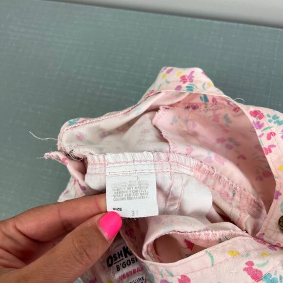 Vintage OshKosh B'gosh Pink Floral Shortalls 3T USA - Picture 4 of 8